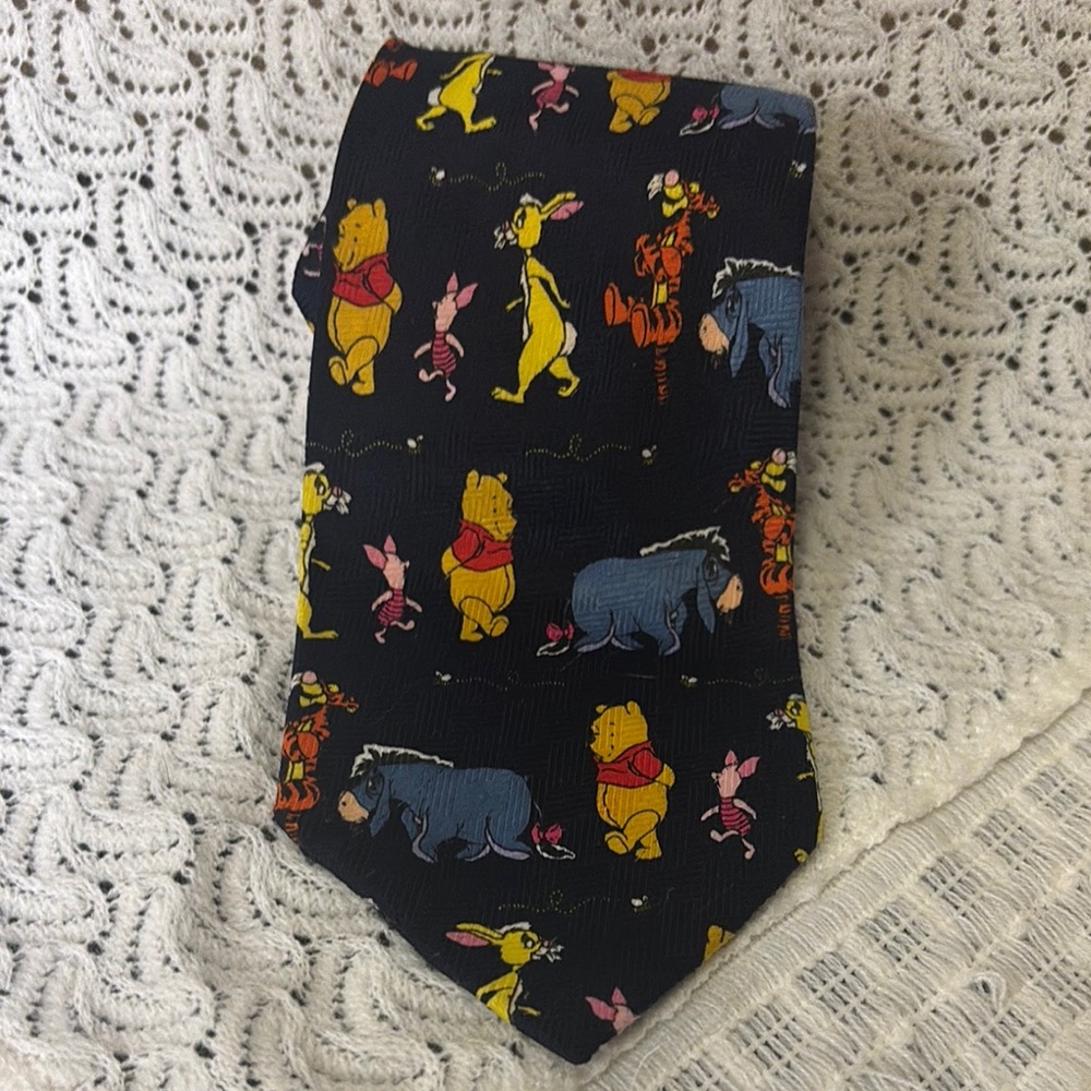 Disney Black Tie with Colorful Pooh and Friends